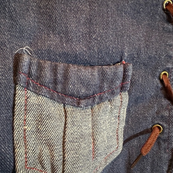 Vintage Grants 2 Toned Denim Western Lace Up Vest Youth Boys Size 7 - Picture 3 of 7